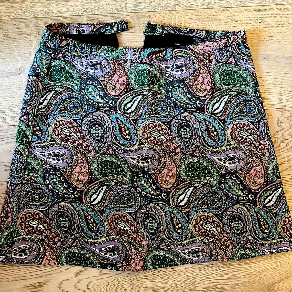 Paisley embroidered beaded mini skirt